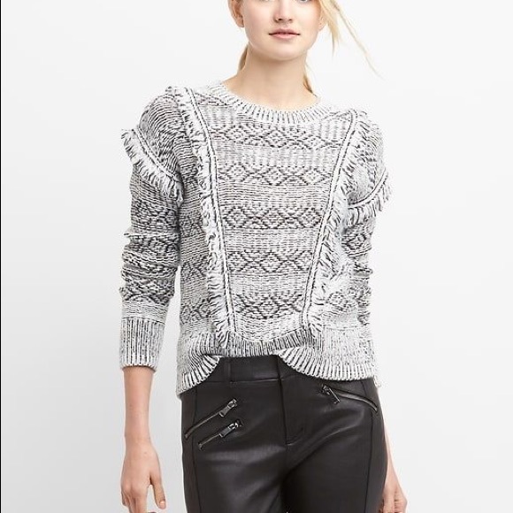 GAP Wool-Blend Fringe Crewneck Sweater - Picture 2 of 5